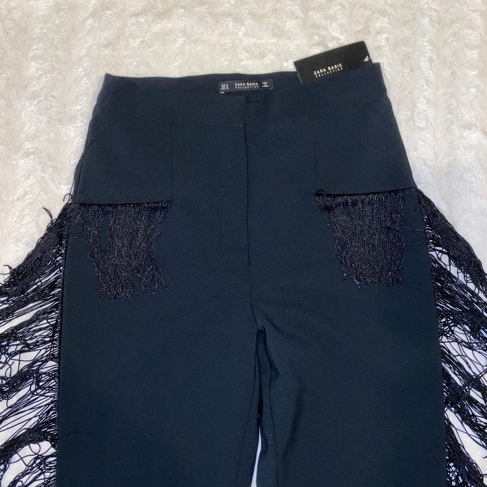 Zara black pants with tassels all down the side!
